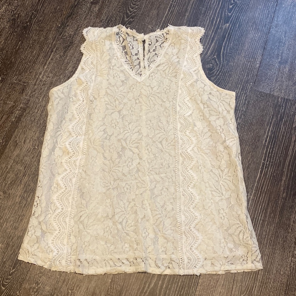 White Lace Sleeveless Shirt
